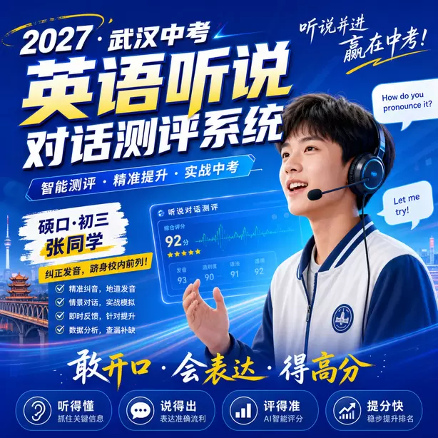 武汉中考英语听说机考考点分布硚口&middot;初三张同学（纠正发音，跻身校内前列）